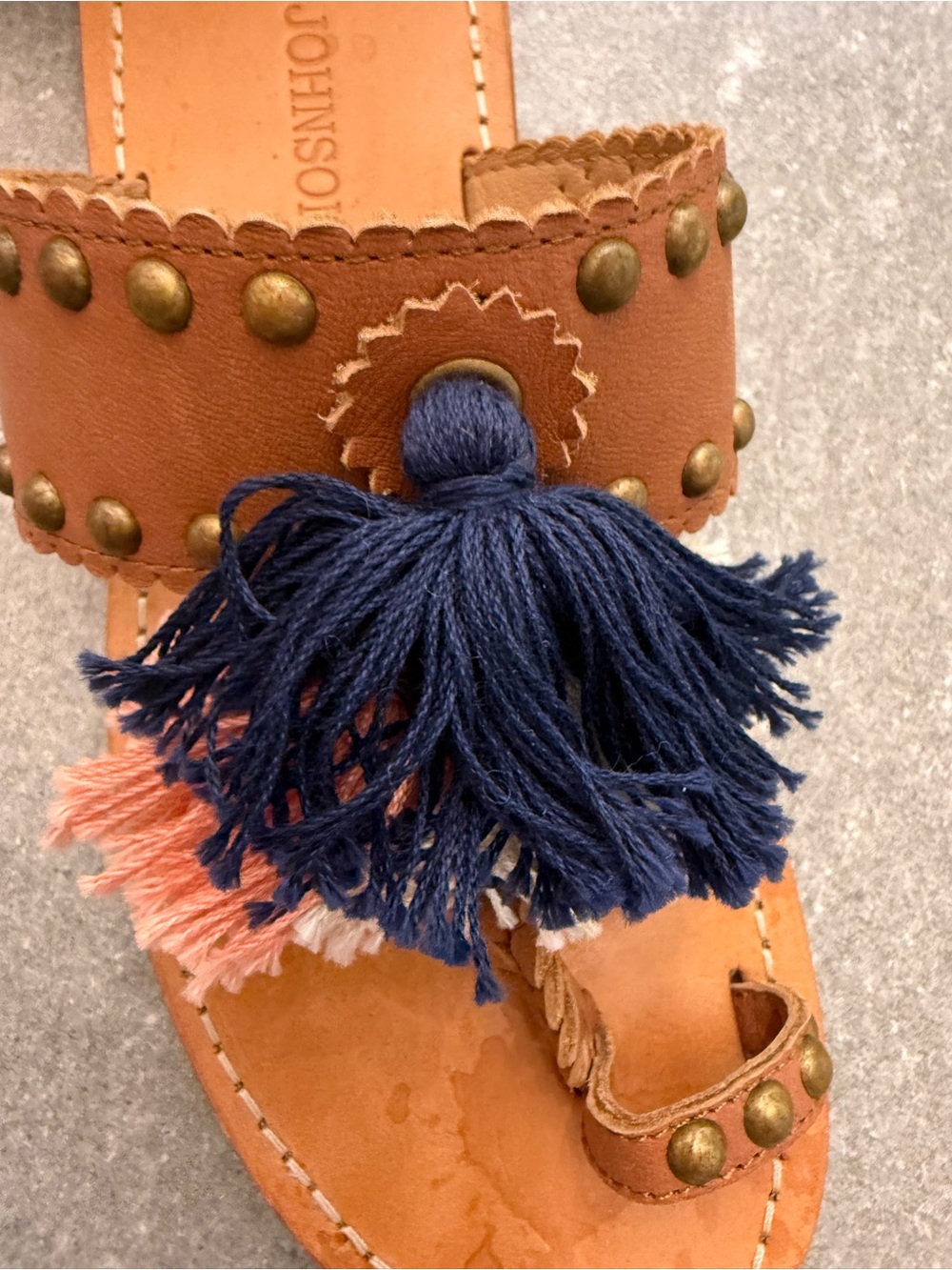 Ulla Johnson Mia Tassel Slide Sandal Cognac Leather Studded EU 37 US 6.5 - Picture 6 of 12